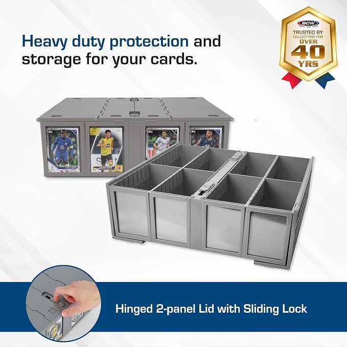 BCW Collectible Card Bin (4-Pack, Gray) | Holds 3200 Cards Each | Includes 4 Dividers Per Bin | Storage for Pokémon, MTG & Sports Cards - Image 2