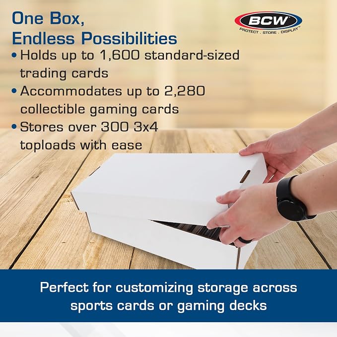 BCW Shoe Storage Card Box - 5 ct | Cardboard Box for Trading Cards, Gaming Cards, and Collectibles | Holds 1600 Standard Cards or 300 3x4 Toploaders | Gaming Card Organizer Box | Assembly Required - Image 4