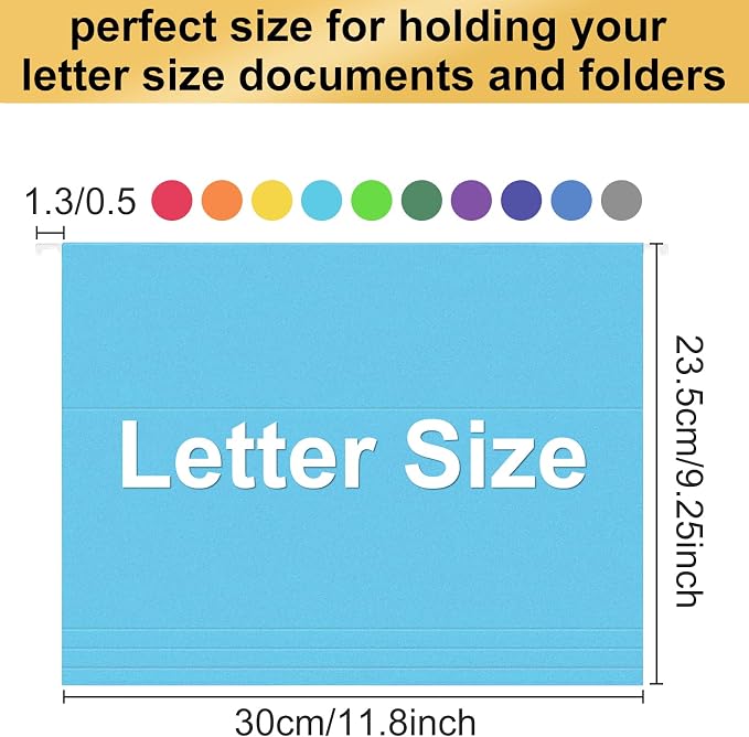 Hanging File Folders, 90 Pack Letter Size Hanging File folders with 1/5-cut Tabs, Stay Organized for Your Home and Office Bulk File, Documents and Paper, 10 Colors - Image 2