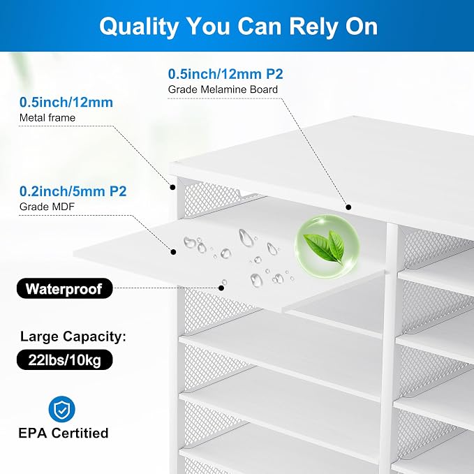 Mail Sorter Adjustable Countertop Mail Holder, Heavy Duty Literature Organizer, Student Mailbox for Classroom, Desktop Bill Paper Organizer for Office Home School, 36 Compartments, White - Image 7