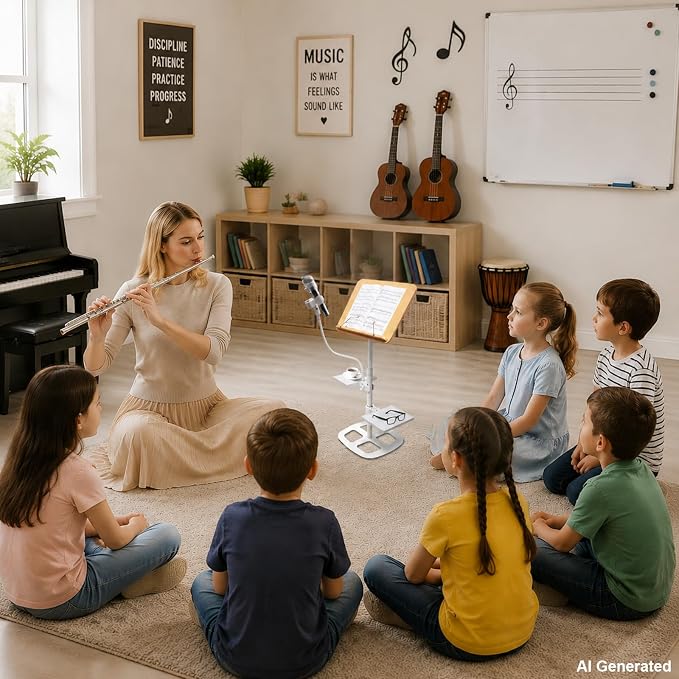 3-in-1 Wooden Music Stand, Metal Bracket Book Stand for Reading Podium | Adjustable Bookshelf, 16.5*13.2*68 In, for Music, Cookbook, Textbook, Laptop, Book, Holder for Display Lectern, Podium Stand - Image 7