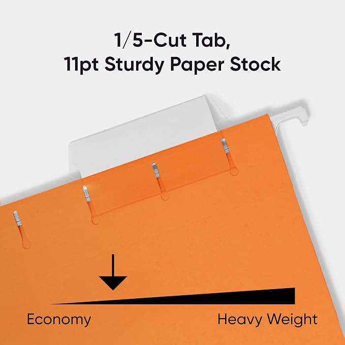 Smead Standard Hanging File Folders, 25 Count, Orange, 1/5-Cut Adjustable Tabs, Letter Size (64065) - Image 4