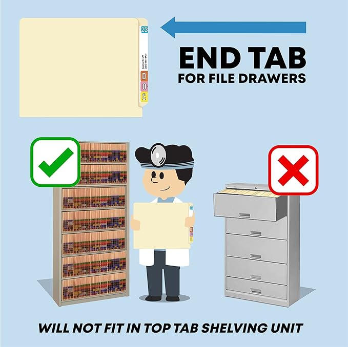 Self Adhesive Dividers for File Folders, Doctor Stuff, Side Hinge Divider with 2" Bonded Fastener on Top, 11 pt Manila Stock, Box of 100 - Image 5