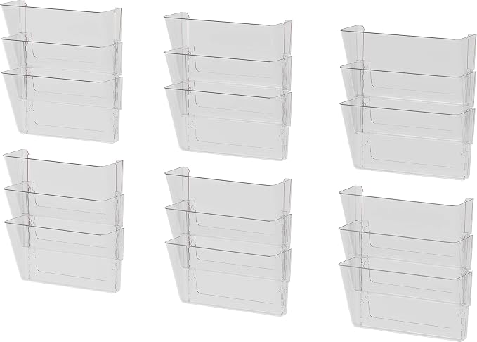 Storex Unbreakable Letter Sized Wall Files, 3-Pack, Clear, Case of 6 (STX70313U06C) by Storex