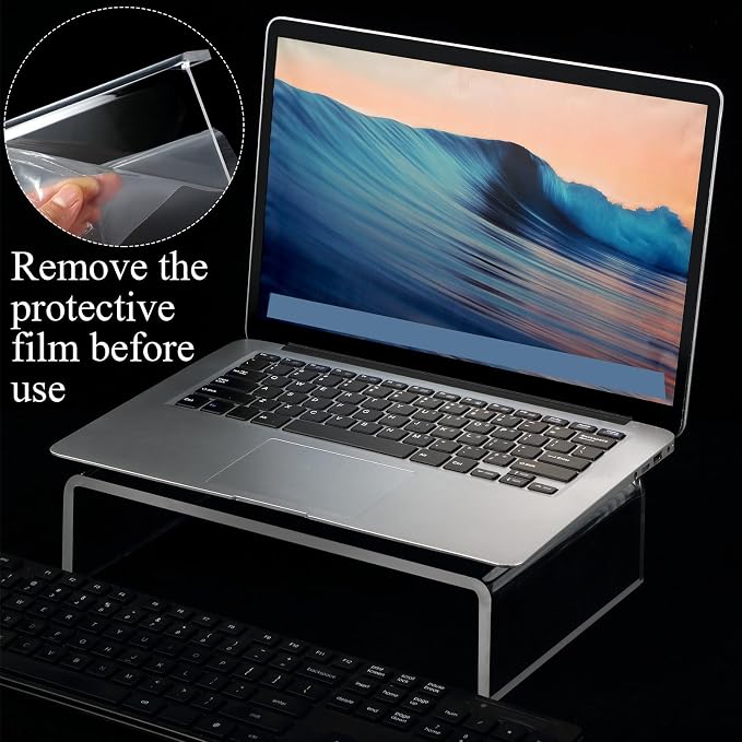 Jetec 2 Pcs Acrylic Monitor Stand Desktop Video Acrylic Monitor Riser Desk Shelf Computer Stand for Laptop TV Computer Screen Desk Organizer Teacher's Day Supplies (Clear, 12 x 8 x 3 Inch) - Image 3
