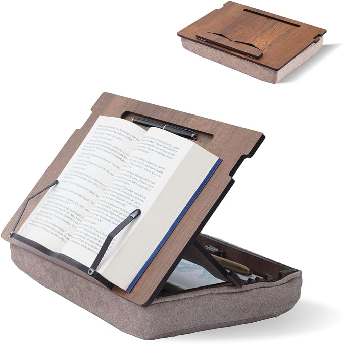 Book Stand for Reading in Bed with Storage – Book Holders for Reading Hands Free, Bed Book Holder and Book Display Stand, Perfect Book Stands for Reading, Study, Bed or Desk Use by VigoWood