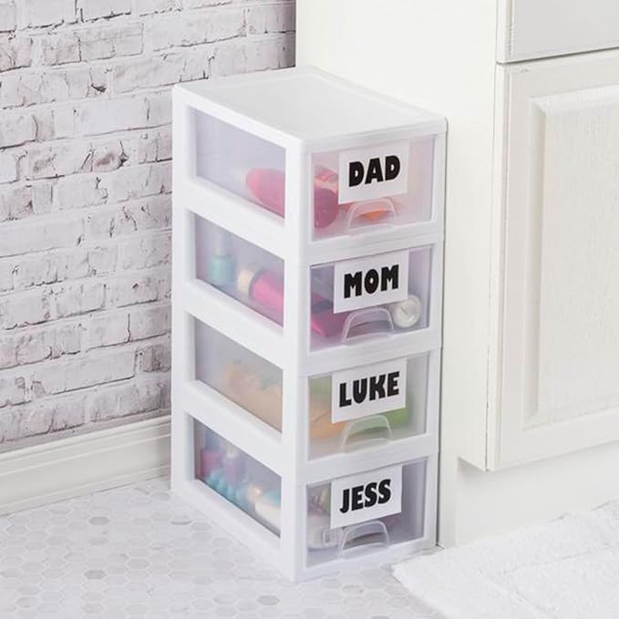 Sterilite 6-Pack Stacking Drawer, Clear Storage Closet Organizer, 6 Quart, White Frame - Stackable Plastic Drawers and Containers for Bedroom, Clothes, Dresser, Vanity, and Makeup Organization - Image 6
