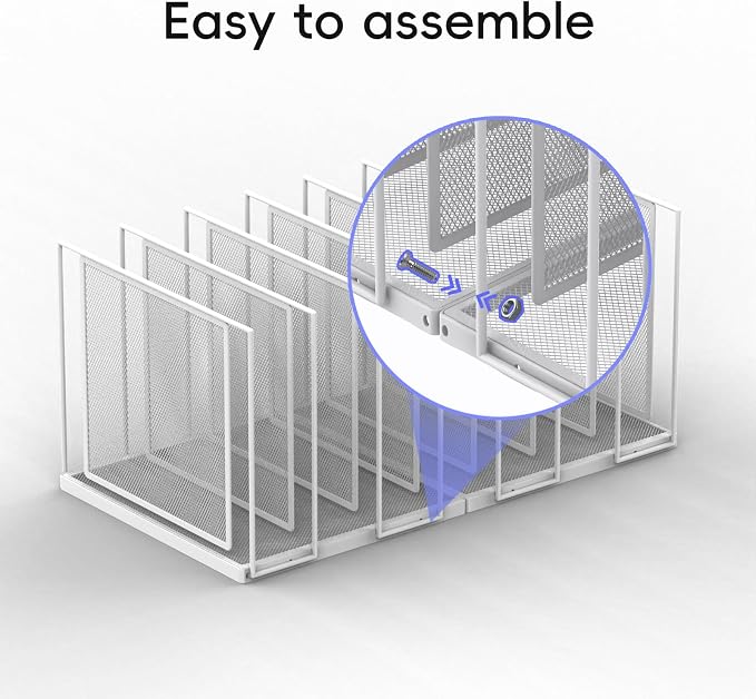 File Organizer for Desk, 7-Section Vertical File Sorter, Paper Holder Organizer Standing Metal File Folder for Office Home Classroom, White - Image 5