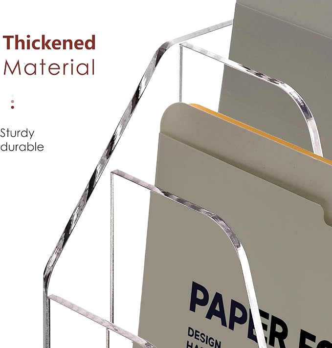 DINGHUO Acrylic Hanging Wall File Folder Organizer for Desk, Clear 3 Tier Document Paper Magazine Holder for Home, Office Organization, School - 1 Pack - Image 8