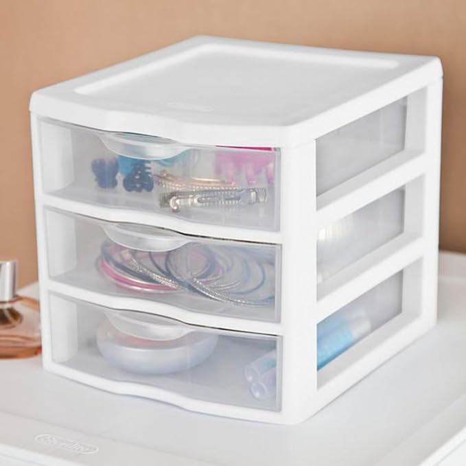 Sterilite Clearview 3-Drawer Cart Small Plastic Storage Organizer, 12-Pack | White - Organizing Drawers, Containers for Bathroom, Closet, Kitchen, and Bedroom - Image 7
