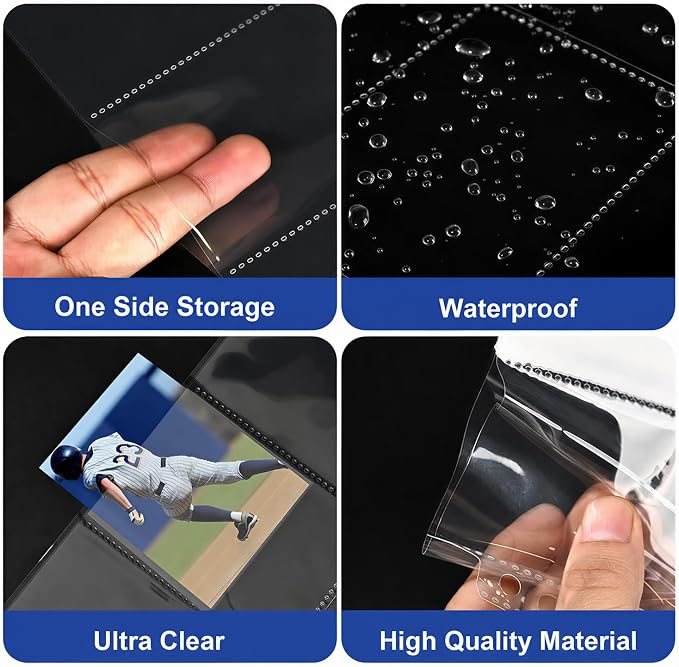 200 Pack 9 Pocket Card Sleeves Binder Sheets, Holds 3600 Cards, Trading Card Sleeves for 3 Ring Binder, Protective Pages Sheets for Baseball, Football, Business, Game Cards - Image 4