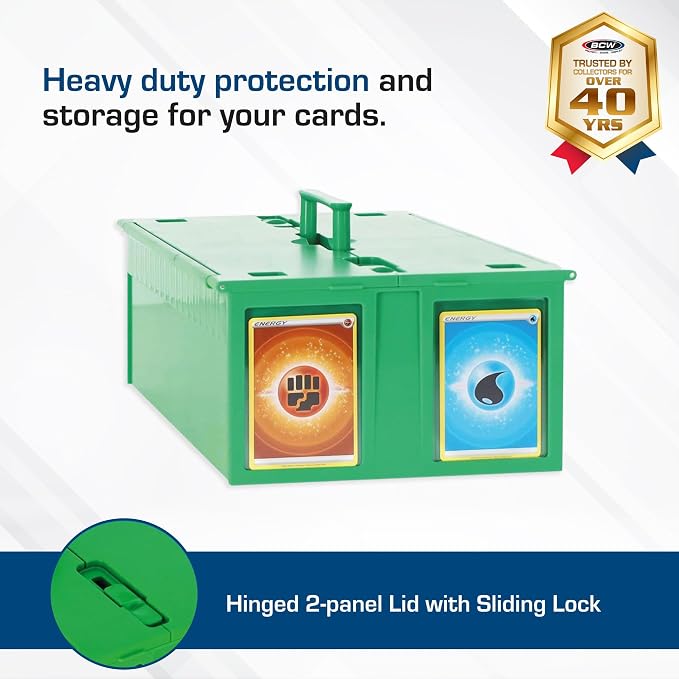BCW Collectible Card Bin Green | Holds up to 1600 Cards | Plastic Storage Box for Pokémon, MTG & Sports Cards - 6 Pack - Image 2