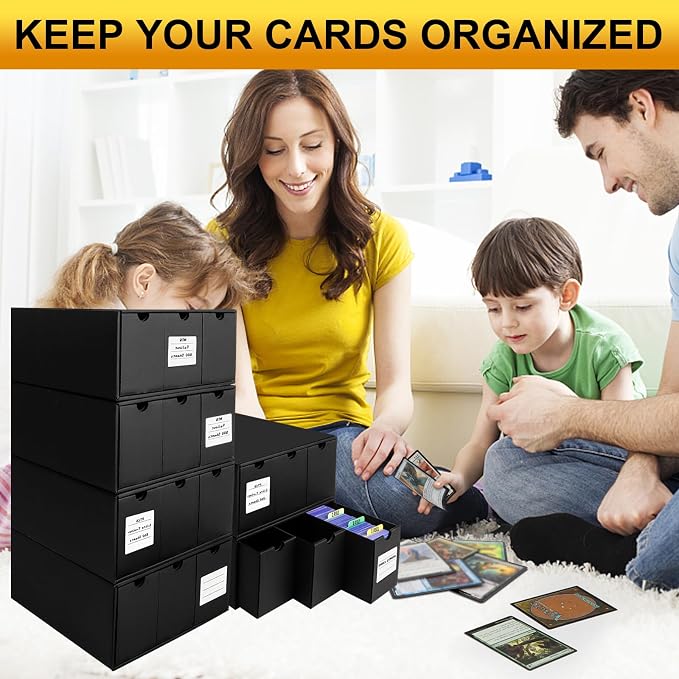 Trading Card Storage Box, 10800+ Card Organizer with 18 Inner Boxes & 72 Card Dividers, Fits Sleeved Cards & Toploaders for MTG, TCG, YGO, PTCG, Sports Cards, with Labels & Tapes - Image 8
