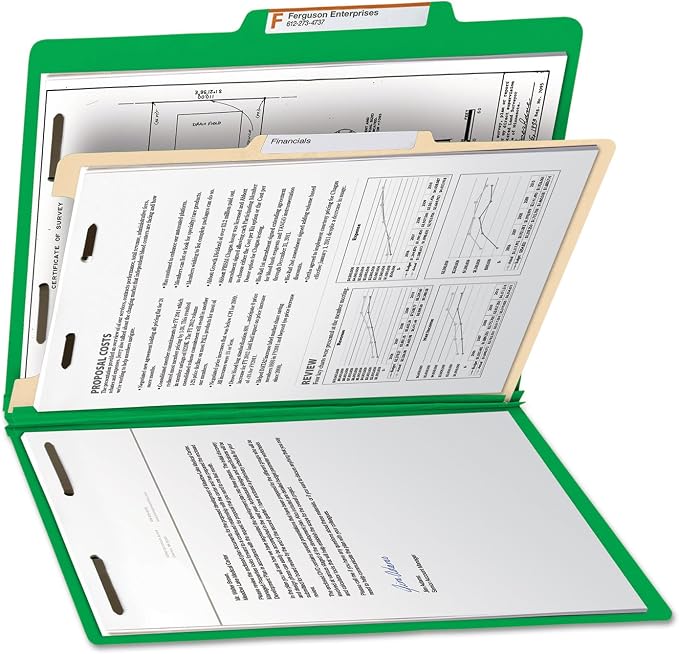 Smead Classification Folder with Prongs, 1 Divider, 2" Fasteners, Letter Size, for Documents Organization, Durable File Organizer for Home, School or Office, Green (13702) - Image 7
