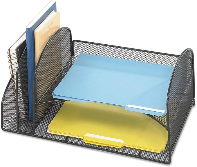 Safco 3264BL Onyx Mesh Desktop Organizer with 2 Vertical, 2 Horizontal Sections, Black - Image 3