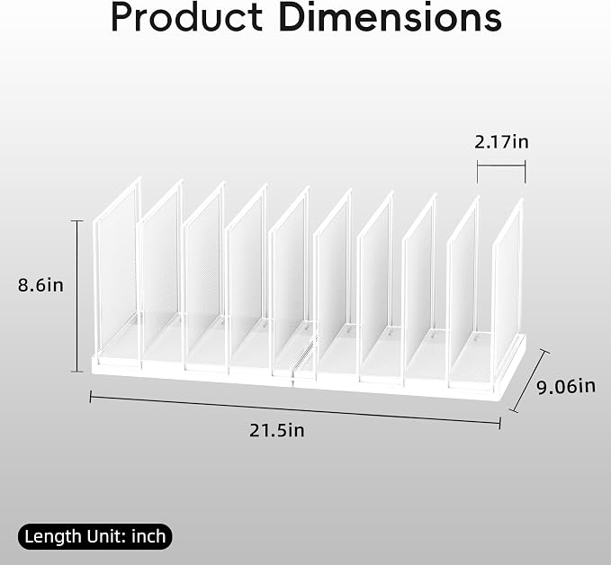 9-Section Desk File Organizer, Vertical File Holder, Mesh Desktop File Folder Metal File Organizer Stand for Office Home Classroom, White - Image 2