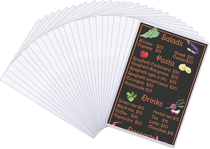 25 Pcs 8.5" x 14" Clear Plastic Menu Sleeves Covers Legal Size for Restaurant Menu Protector, 8.5" x 14" Rigid Print Protectors, Clear Hard Plastic Protective Sleeves Covers by Henoyso