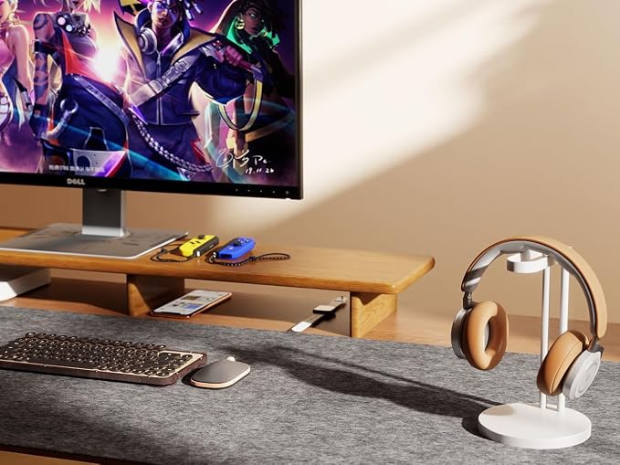 Solid Wood Dual Monitor Stand Riser Walnut Monitor Riser for Desk Wooden Desk Shelf Ergonomic Monitor Stand for Home Office - Image 4