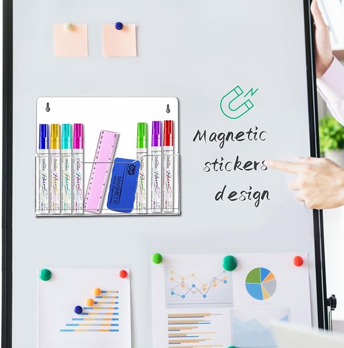 Magnetic Wall File Organizer - Clear Acrylic Hanging File Holder, Wall Mount Folder Mail Document Magazine Holder for Office, Fridge, Whiteboard, 2Pack - Image 6