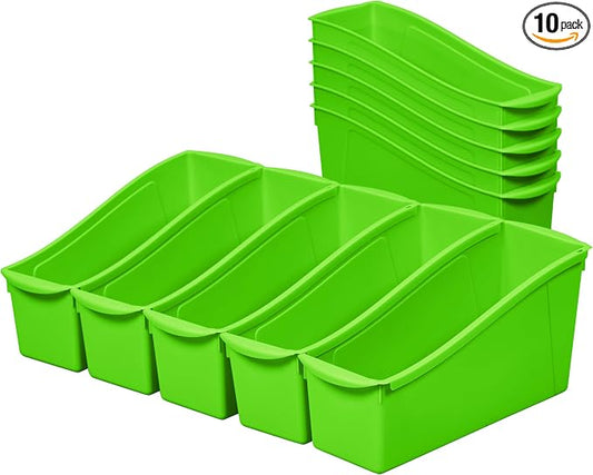 ECR4Kids Linking Plastic Storage Book Bin, Multipurpose Organization, Neon Green, 10-Piece by ECR4Kids