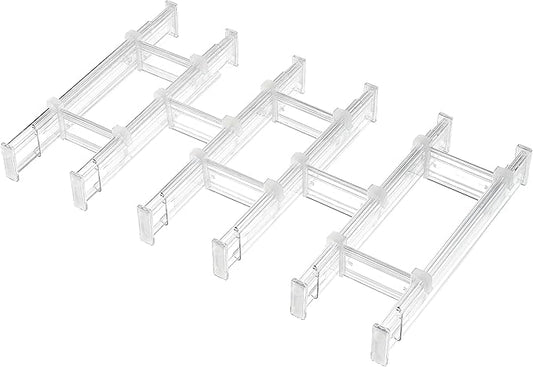 Vtopmart 2.36" Drawer Dividers with Expandable Inserts, 12.8"-22.3", 6 Pack | Adjustable Kitchen Drawer Organizer, Clear Organizer Separator for Flatware, Utensil, Cutlery, 6 Dividers with 10 Inserts by Vtopmart
