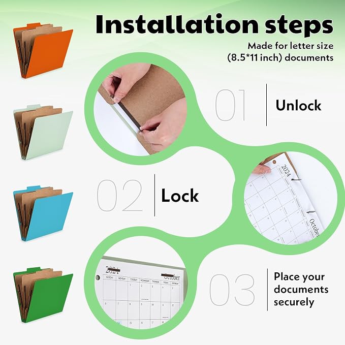 24pcs Multi-Color Classification Folders with 3 Dividers – 6 Each Color, Expandable 3.5" Gusset, Letter Size 8.5x11, Secure 2-Prong Fasteners, Office, School, Library, Home Organization - Image 6