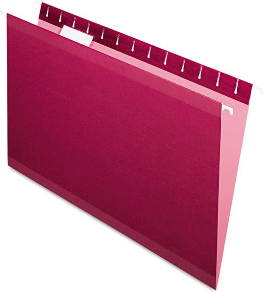 Pendaflex Reinforced Hanging Folders, 1/5 Tab, Legal, Burgundy, 25/Box by Pendaflex