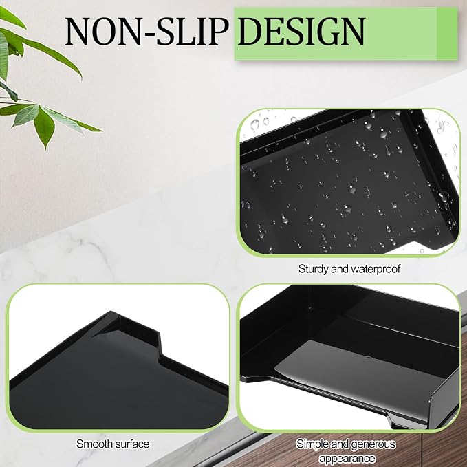 DoubleFill 2 Pcs Stackable Letter Tray Rectangular Plastic Desk Organizer 13 x 9.5 x 2.6 in Paper Holder File Tray Accessories Rack for Desktop Office Desk Drawers (Black) - Image 4