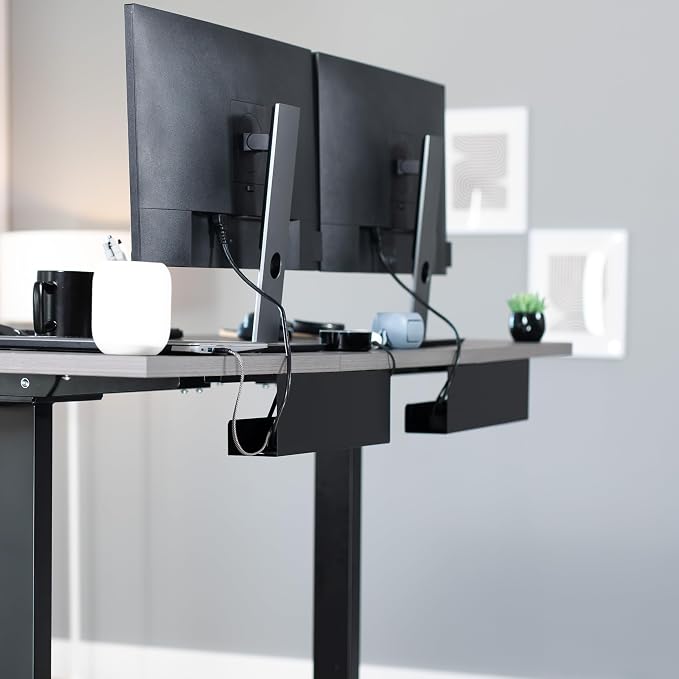 VIVO Under Desk 17 inch Cable Management Trays, Power Strip Holders, Cord Organizers, Wire Tamers for Office and Home, Black, 2 Pack, DESK-AC06-2C | Set of 2, Low Profile Power Strip Holder, Cord Organizer, Wire Tamer Steel Cable Rack for Office and Ho... - Image 2
