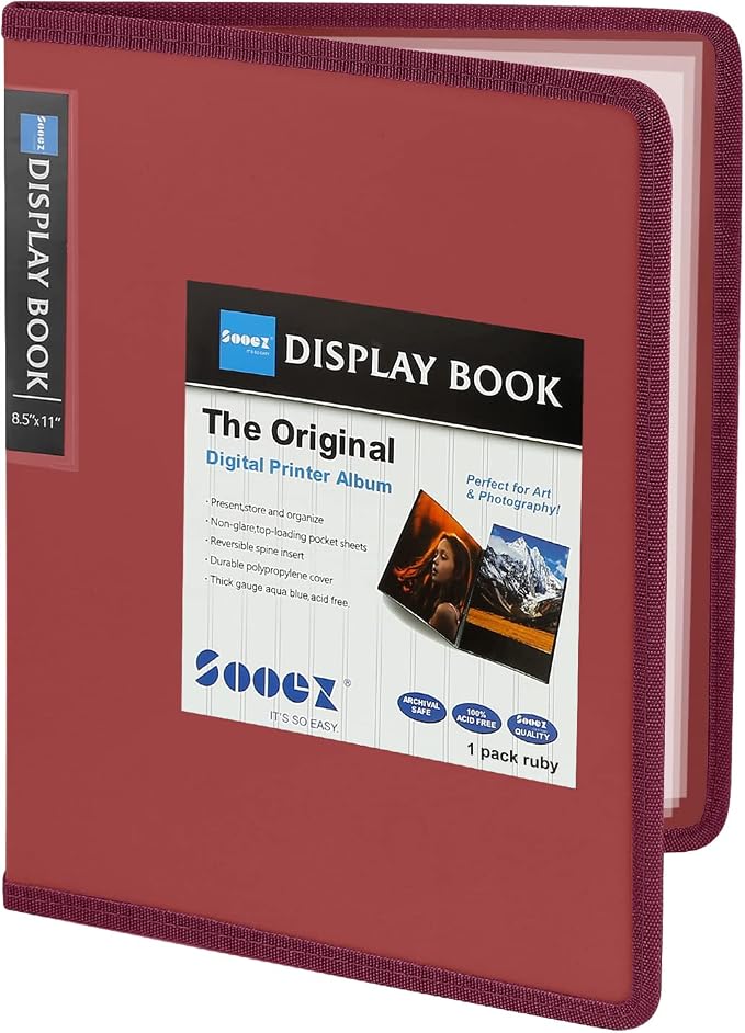 Sooez 30-Pocket Binder with Plastic Sleeves 8.5x11,Heavy Duty Art Portfolio | Folder with Clear Sheet Protectors, Display 60 Pages, Presentation Book for Artwork, Document Organizer Binder by Sooez