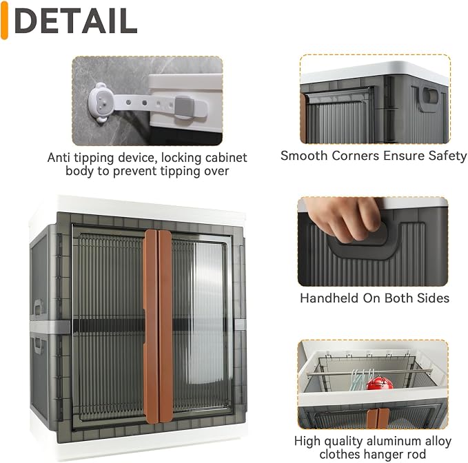 Wardrobe, Closet, Collapsible Storage Cabinet, Useful Box with Large Capacity, 37.5 Gal (142 L), Stackable on Box (19 Gal), Easy Storage of Clothes, Installation Free - Image 6
