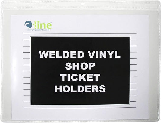 C-Line Vinyl Shop Ticket Holders, Both Sides Clear, Open Long Side, 12 x 9 Inches, 50 per Box (80129) by C-Line
