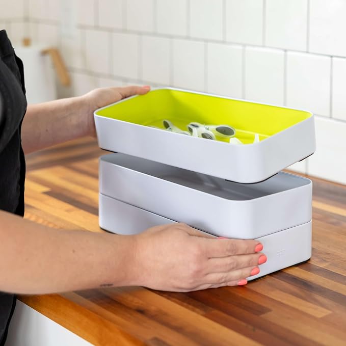 Three by Three Seattle Metal Drawer Organizer Tray Set, 6-Pc, 1" (Gold) | Colorful food-safe metal bins; soft non-scratch base; kitchen, bathroom, vanity, desk, makeup & office drawers - Image 6