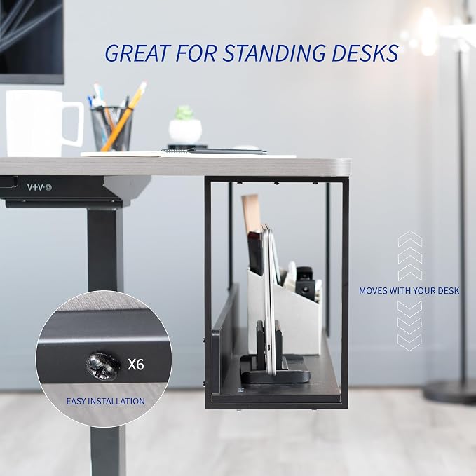 VIVO Under Desk 30 x 7 inch Storage Shelf, Office Accessory Holder for Supplies, Gaming Devices, and More, Workstation Organizer, Black, DESK-SHELF30-UB - Image 9