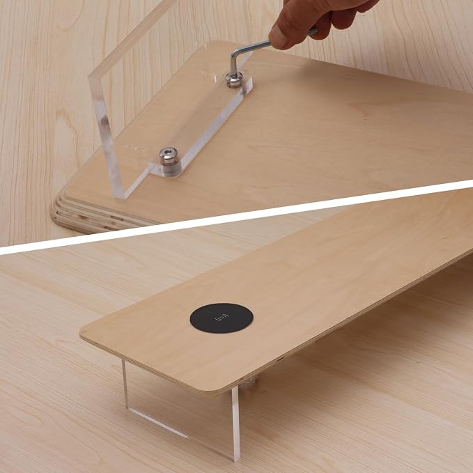 SUIBIAN White Monitor Stand Riser with Wireless Charging 31.5Inch Large, Computer Monitor Stand,Wooden Desktop Organizer Shelf for Office Desk Computer,Laptop,TV (White Oak) - Image 5