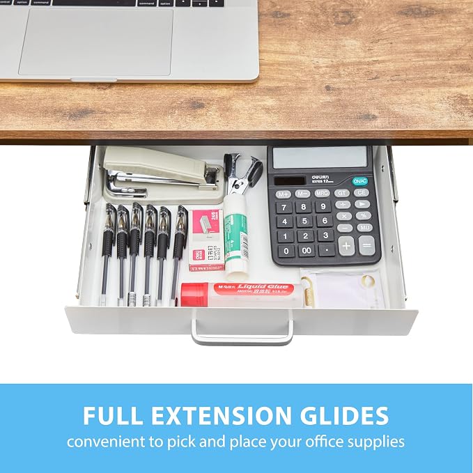 Gome Under Desk Pull-Out Drawer - Storage Organizer Office Mounted, Easy Slide-Out Pencil Drawer for Saving Space, Ideal for Sit-Stand Workstation (For 1.2" Support Bar Under Desk) - Image 4