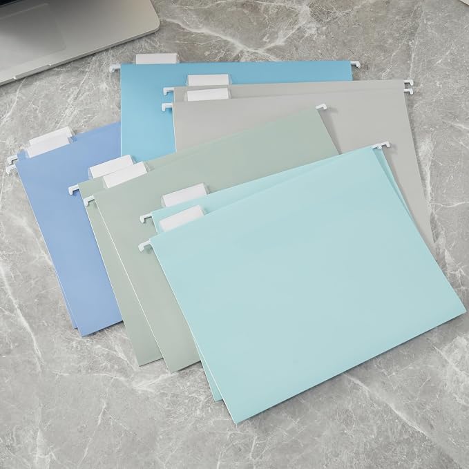 Y YOMA 50 Pack Colored Hanging File Folders Letter Size Decorative Hanging Folder Cute Pretty File Folder for Filing Cabinet Office Home with 1/5-Cut Adjustable Tabs, Oceanic Color - Image 7
