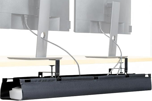 VIVO Clamp-on Under Desk 47 inch Fabric Cable Management Tray, Wire Concealer, Power Strip Storage, Workspace Organization, Easy Fold Down Access, Black, DESK-AC47F-C by Unknown
