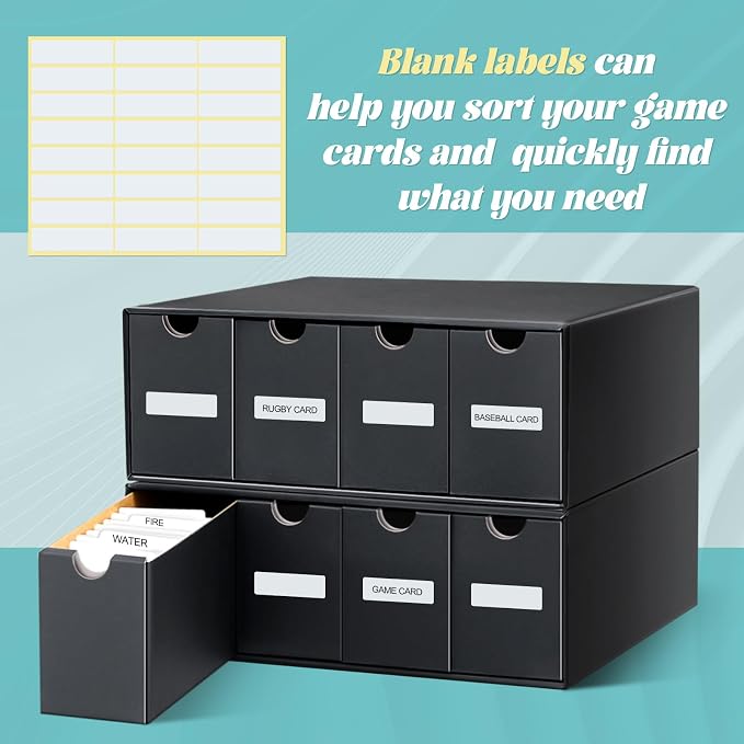 Cholemy Trading Card Storage Box Card Organizer 15000+ with 70 Cardboard Storage Divider, Label Sticker for Collection Compatible with Tcg, Sport Cards(2 Row, 4 in A Row,Black) - Image 4