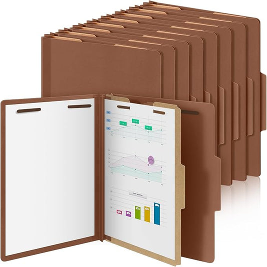 AmazingSpark 24 Pcs Classification Folder Letter Size Bulk 1 Divider Pressboard File Folder with Expansion 2 Prong Fastener Heavy Duty Office File Organizer for School Medical Document(Kraft Paper) by Unknown