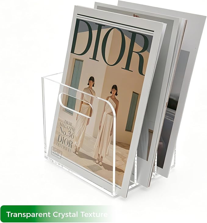 Lovemolly 3-Slot Clear Acrylic Magazine File Holder, Vertical Desk Organizer with Handle – No-Assembly Document Sorter for Office & Home, 7.48 x 6.69 x 6.3 in - Image 7