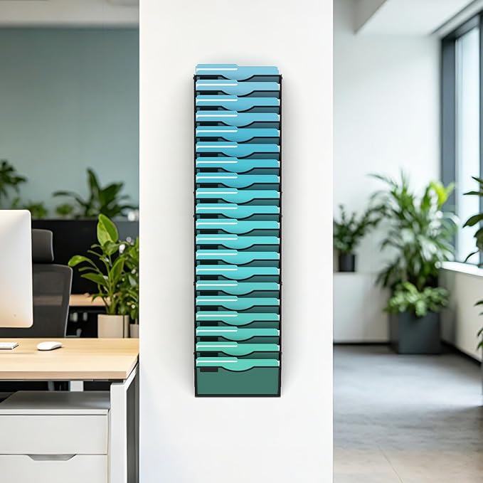 Gawerk 20-Tier Wall File Organizer Hanging Wall File Holder Wall Mount Paper Folder Organize - Image 4