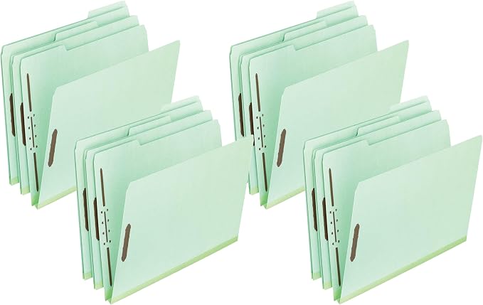 Pendaflex 17186 Pressboard Folders, 2 Fasteners, 2" Expansion, 1/3 Tab, Legal, Green (Box of 25) (Pack of 4) by TOPSProducts