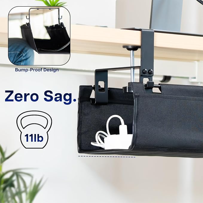 VIVO Clamp-on Under Desk 47 inch Fabric Cable Management Tray, Wire Concealer, Power Strip Storage, Workspace Organization, Easy Fold Down Access, Black, DESK-AC47F-C - Image 4