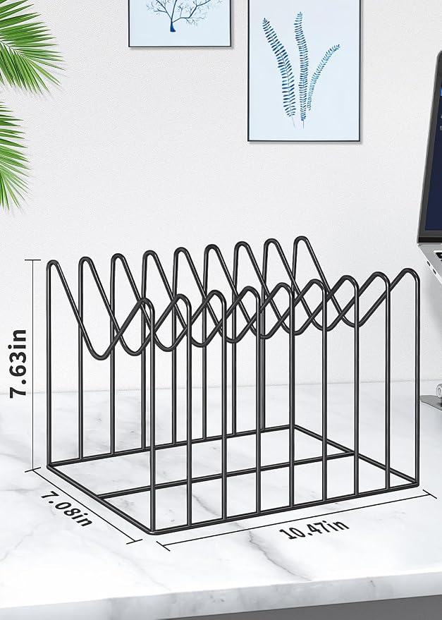 4 Sets File Organizer for Desk,File Sorter Organizer,File Folder Holder/Rack/Stand,Desktop Record/Clipboard Holder,8 Sections Storage,Anti-Scratch/Pilly/Rusty,Metal Stable Holder,Black - Image 2