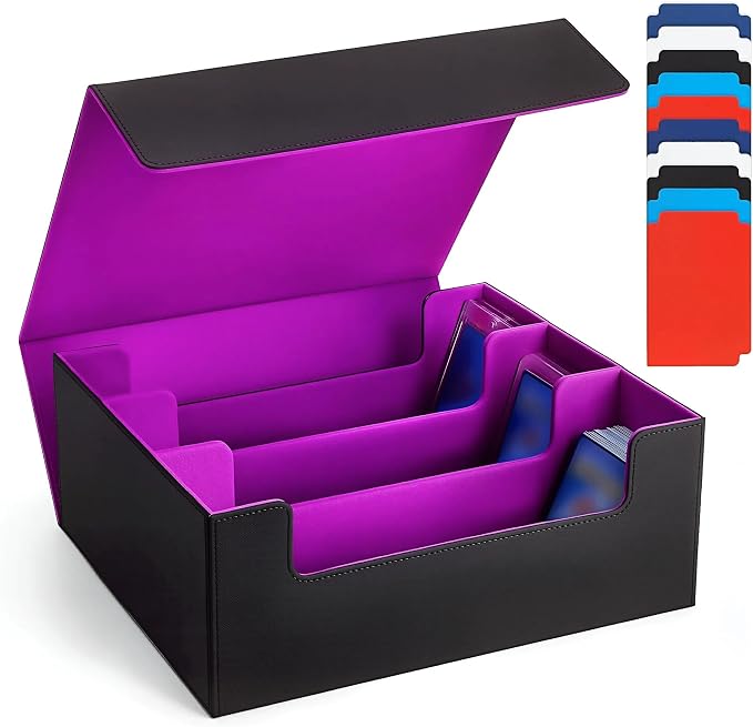 Card Storage Box For Trading Cards,1800+ MTG Deck Box With 10 Dividers,6 Stoppers,4 Supporters,Leather Magnetic Closure Card Boxes Fits For Magnetic Cards Holder,Toploaders,YuGiOh,TCG by SFSOCDirect