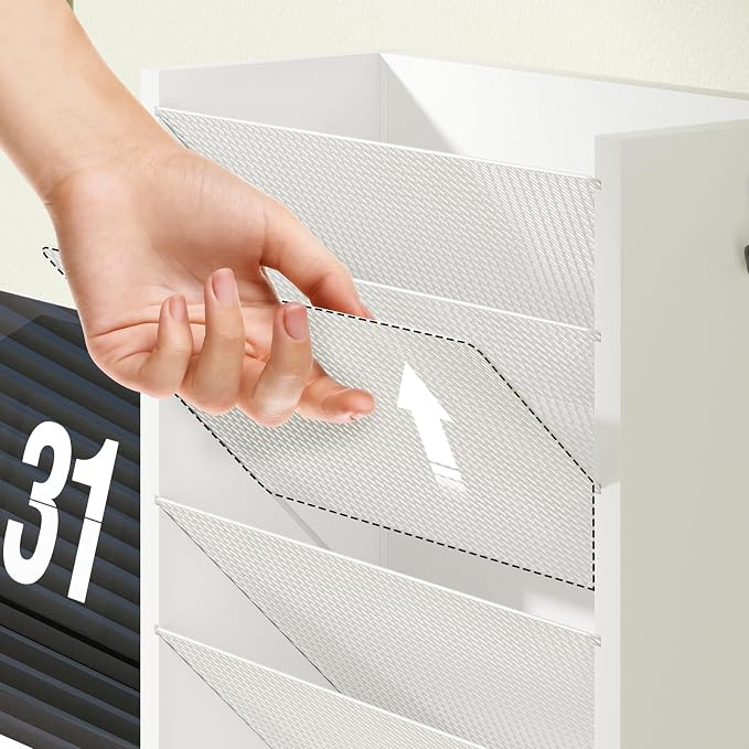 Mail Organizer Wall Mounted, 6-Slot Hanging File Organizer with Key Holder | Mail Sorter, Wood Letter Holder for Envelopes Bills Magazine Folders Papers Accessories for Home Office, White - Image 7