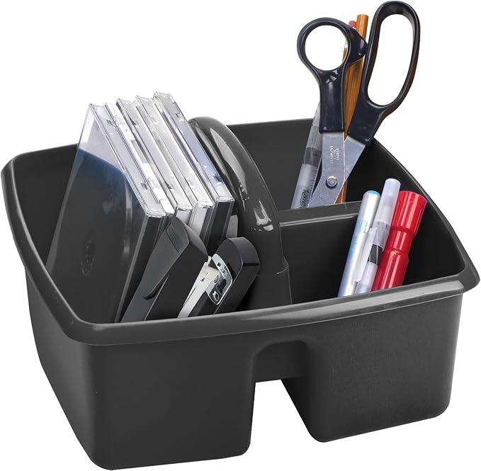 Storex 3-Compartment Small Cleaning Caddy – Multipurpose Supply Organizer with Handle, Black, 6-Pack (00972A06C) - Image 5