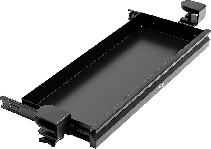VIVO 22 inch Clamp-on Sliding Pull-out Under Table Drawer for Office Desk, Shallow Storage Organizer for Sit Stand Workstation, Black, DESK-DR22L by Unknown
