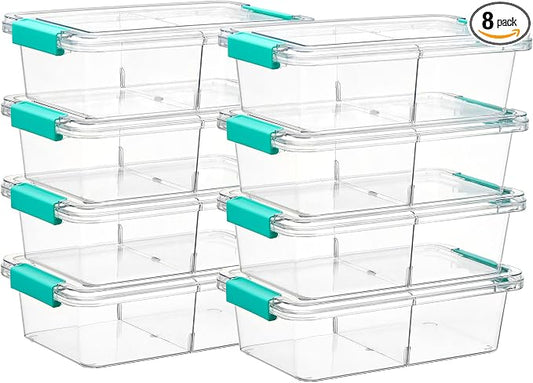 Vtopmart 8 Pack Clear Pencil Box with Removable Divider, BPA-Free Plastic Storage Containers for Pens, Pencils, Crayons, Markers, Craft Supplies and Small Items by Vtopmart